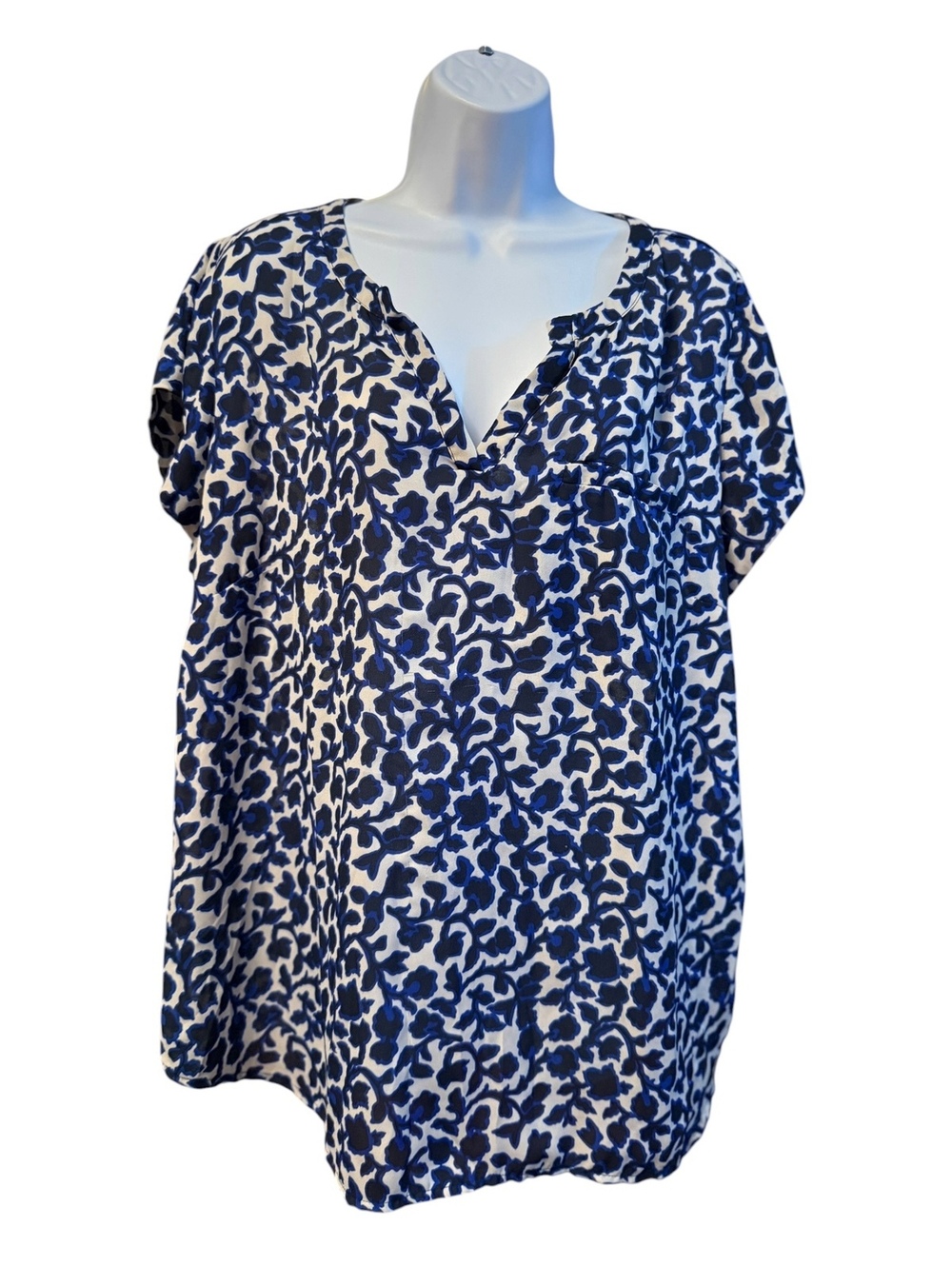 Cynthia Rowley Woman Blue and Black Floral Polyester Blouse